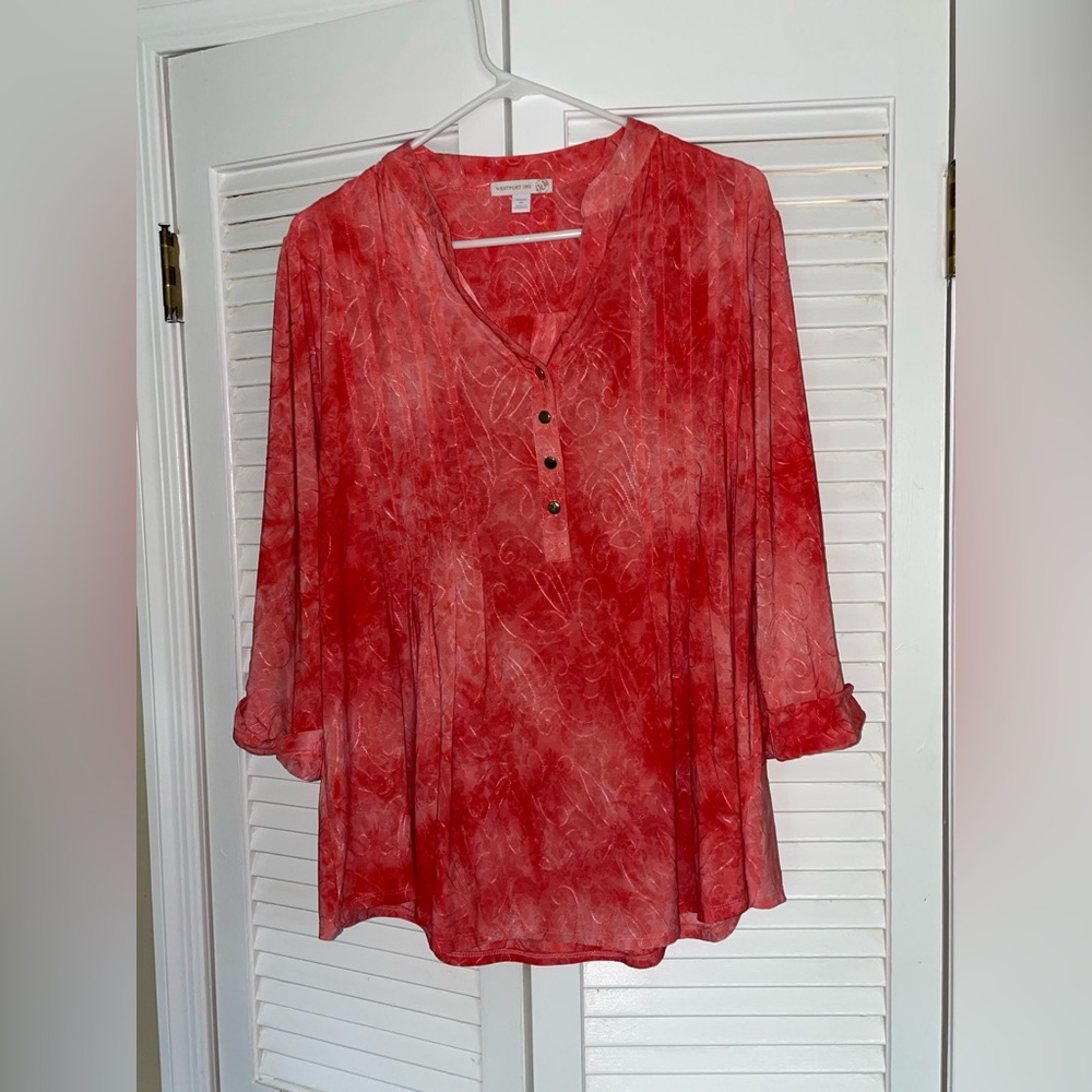 Westport Orange Loose Blouse with Gold Buttons